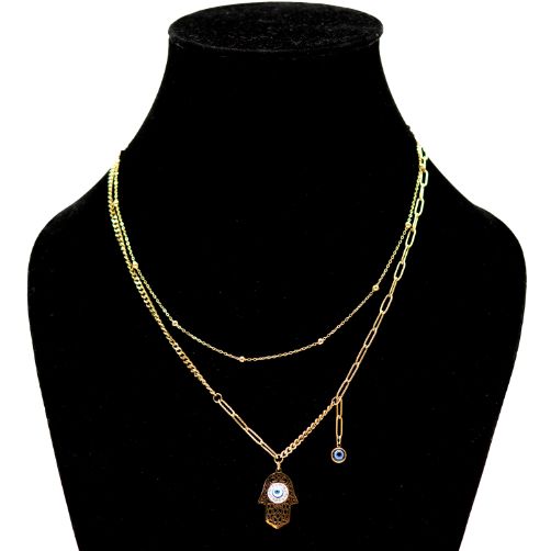 Gold-Tone Evil Eye Pendant Necklace for Women