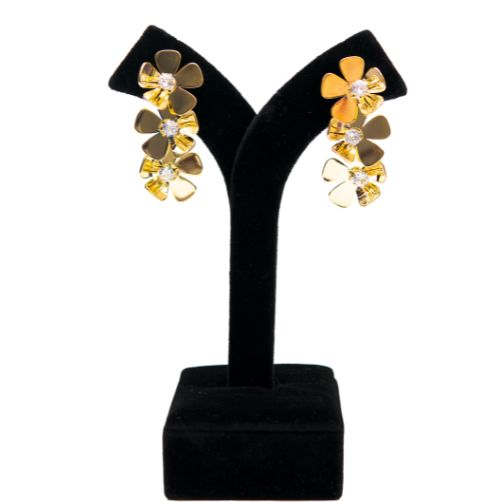 Stylish Gold Finish Floral Stone Earrings for Women