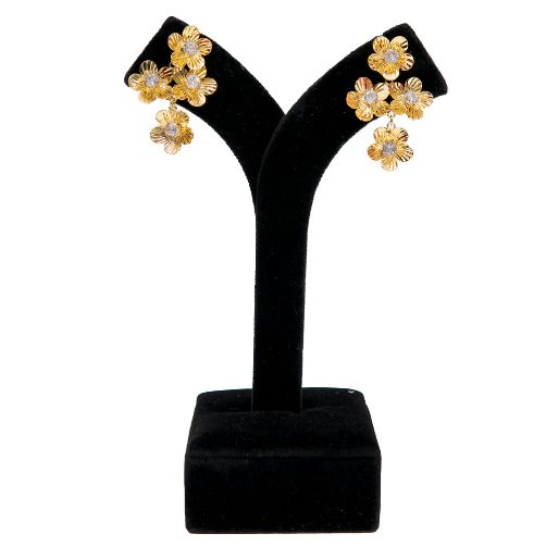 Gold Plated Floral Drop Earrings for Women